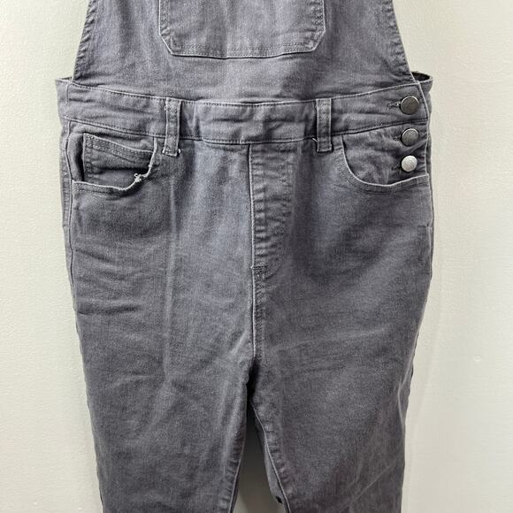 WE WORE WHAT Gray L Denim Overalls Cotton Suspender Button High Rise Skinny Leg - Picture 6 of 10